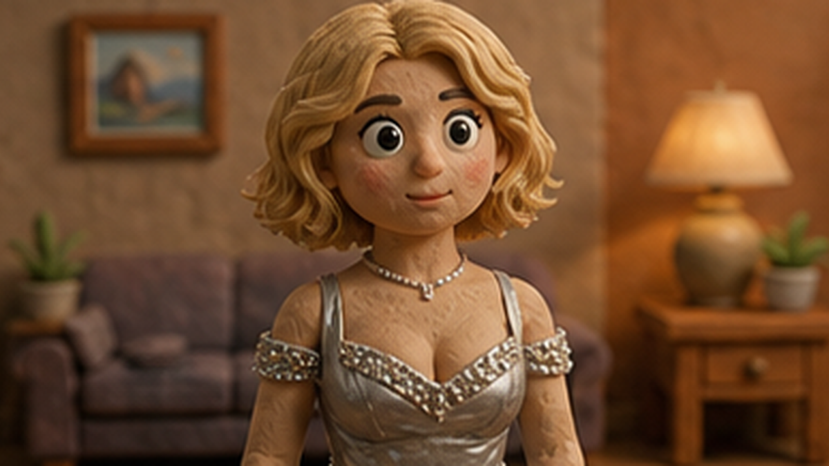 Warm handmade claymation character sample
