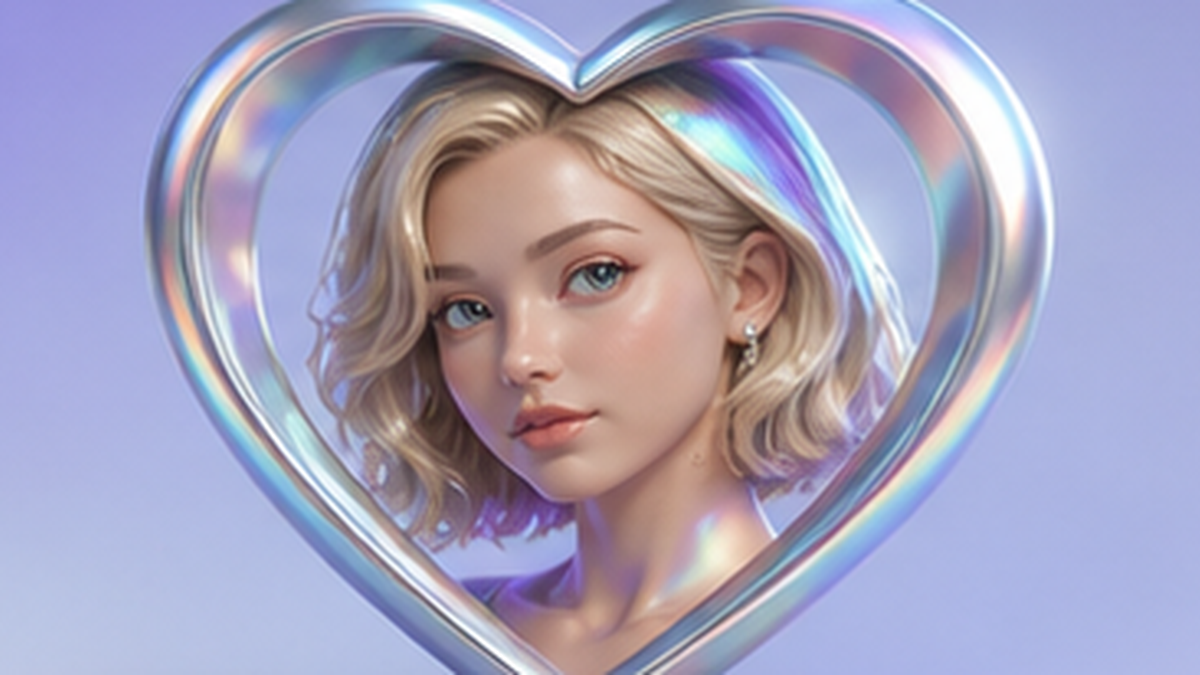 Glossy Y2K chrome avatar sample